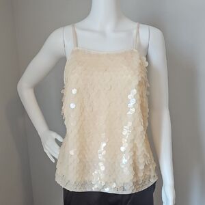 Lulu's Cream Sequin Camisole Top